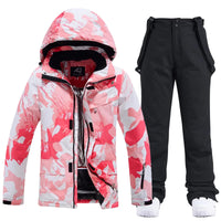 Damen Skianzug | Zweiteiliges Winterset für Outdoor-Einsatz – Rosa / Schwarz