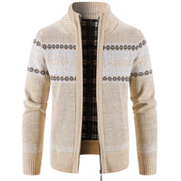 Maverick | Zip-Up Vintage Cardigan – Beige