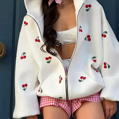 Cira - Gemütliche kirschweiße Jacke