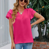 Pauline™ Bluse mit gestuften Ärmeln und Frontfalte – Pink
