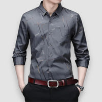 Liam |  Long Sleeved patterned shirt – Grau