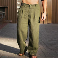 Dario | WEITE LEINENHOSE – Grün