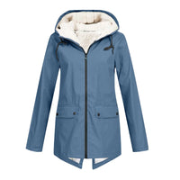 Damen Winter Wasserdichter Trenchcoat | Mit Kapuze – Blau