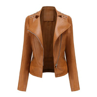 Damen Lässig Langarm Jacke | Reißverschluss – Braun