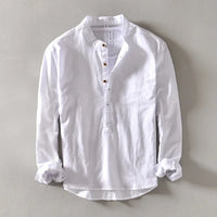 Nevio | Herren Langarm-Henley-Shirt – Weiß