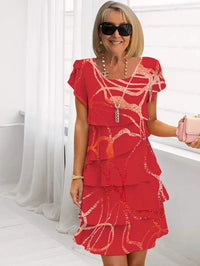 Birgit | Elegantes, fließendes Kleid mit Rüschen – Rot