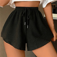 Sommerliche Sweat Shorts für Damen - Bequeme kurze Musselinhosen für heiße Tage – Schwarz