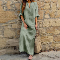 Ingeborg™ | Gestreiftes Vintage-Maxikleid – Grün