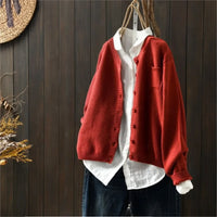Marielle | Gestrickter Cardigan – Rot