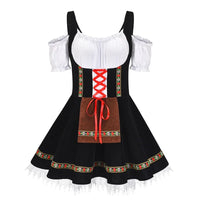 Damen Mini Elegante Oktoberfest Dirndl Kleid – Schwarz