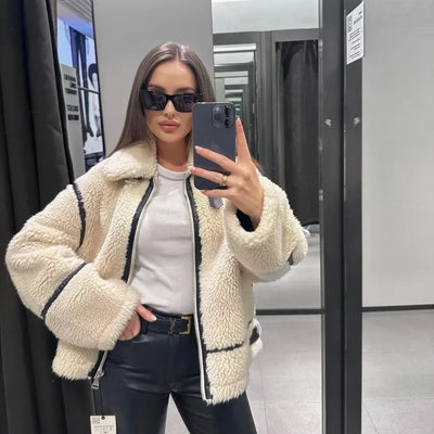 Kleritha | Damen Mantel aus Wollfleece, dick und warm