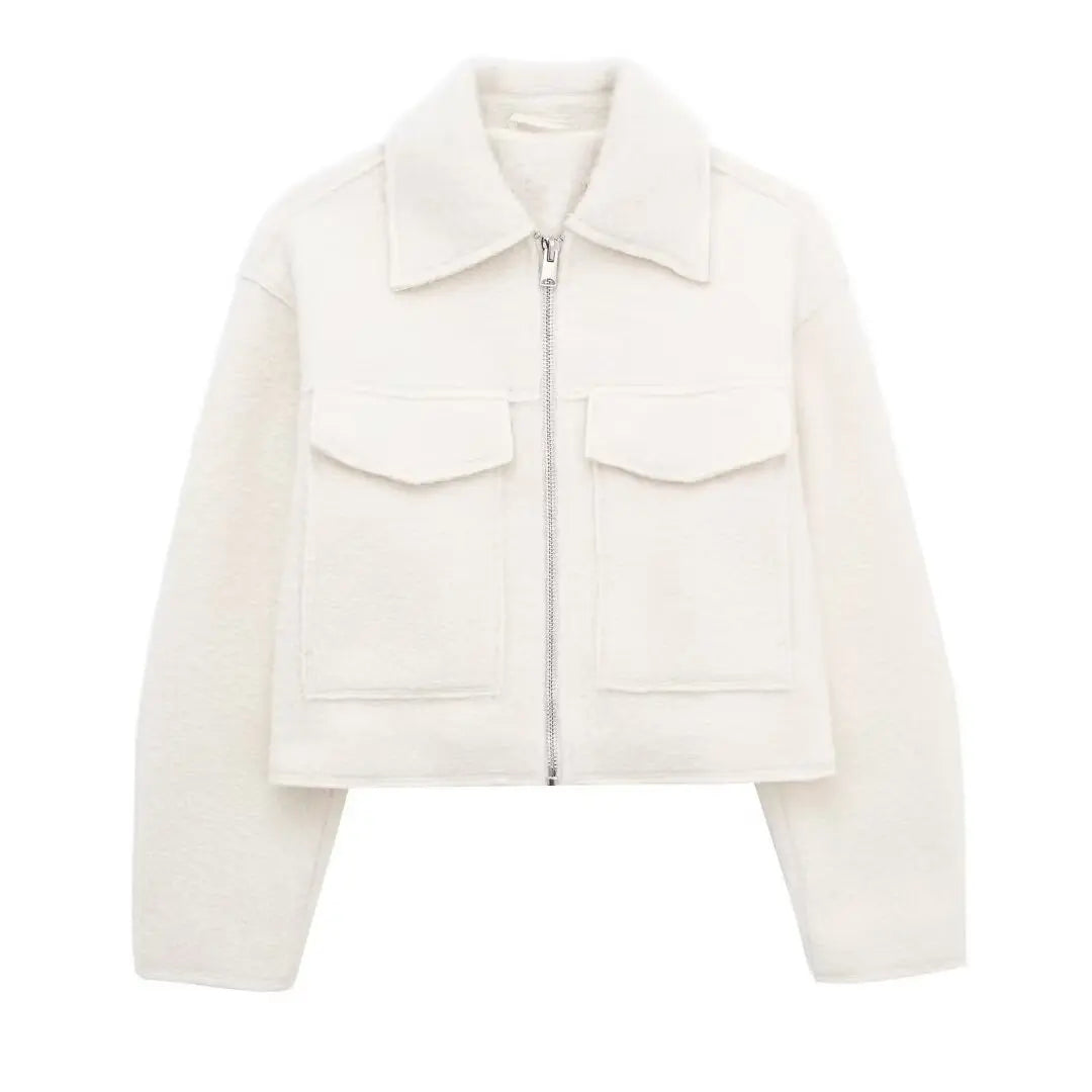 Nad | Weiße Tweed Cropped Bomberjacke Damen – Stilvoll und Trendig