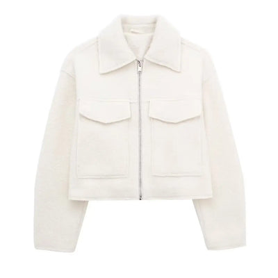 Nad | Weiße Tweed Cropped Bomberjacke Damen – Stilvoll und Trendig