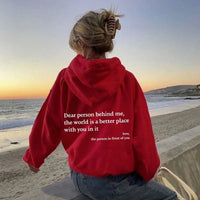 Übergroßer warmer Kapuzenpullover – Rot
