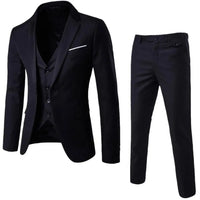 Sommerlicher Hochzeitsanzug für Herren - Leichter 3-teiliger Anzug mit Weste, Blazer und Hose – Schwarz