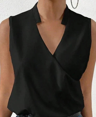 Blusentop für Damen - Ärmellose Bluse mit Stehkragen für Sommer