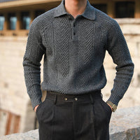 HELGE - POLO-STRICKPULLOVER – Grau