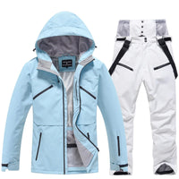 Unisex Winter Skianzug | Zweiteiliges Set – Hellblau / Weiß