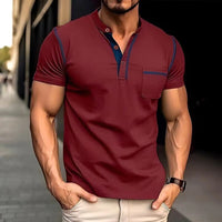 Vincent Shirt | Sommerliches V-Ausschnitt-T-Shirt mit Brusttasche – Rot