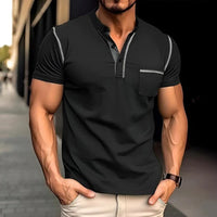 Vincent Shirt | Sommerliches V-Ausschnitt-T-Shirt mit Brusttasche – Schwarz