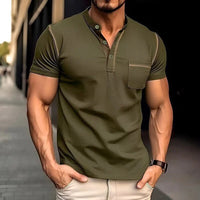 Vincent Shirt | Sommerliches V-Ausschnitt-T-Shirt mit Brusttasche – Olivgrün