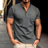 Vincent Shirt | Sommerliches V-Ausschnitt-T-Shirt mit Brusttasche – Dunkelgrau