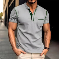Vincent Shirt | Sommerliches V-Ausschnitt-T-Shirt mit Brusttasche – Grau