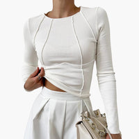 Langärmeliges Damen Basic Shirt – Weiß