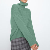 Warmer Damen Rollkragen-Pullover aus Strick | Weicher Winter-Pullover – Hellgrün