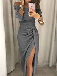 Elena™ | Langes elegantes Damenkleid – Grau
