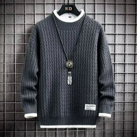 Levi | Farbblockierter Kabelstrick-Turtleneck – Grau