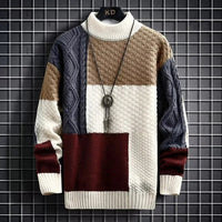 Levi | Farbblockierter Kabelstrick-Turtleneck – Zusammenfassung A