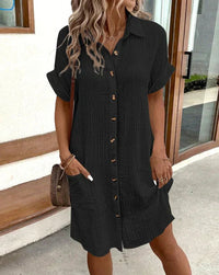 ELODIE - HEMDKLEID AUS BAUMWOLLE – Schwarz