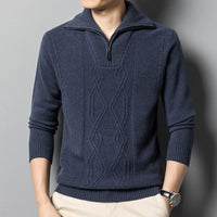 HANS - STRICKPULLOVER AUS WOLLE MIT REISSVERSCHLUSS – Marine