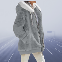 Damen Oversized Teddyjacke | Kuschelig & Warm | Wintermantel – Hellgrau