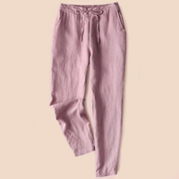 EVERLY - Damen Baumwoll-Leinen-Hose – Rosa