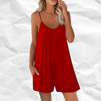 Regina - Solider lockerer Cami Romper Jumpsuit – Rot