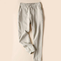 EVERLY - Damen Baumwoll-Leinen-Hose – Beige