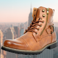 Leder-Motorradstiefel für Männer – Gelb