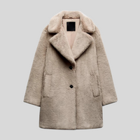 Damen Winter Teddy Mantel | Warme – Beige
