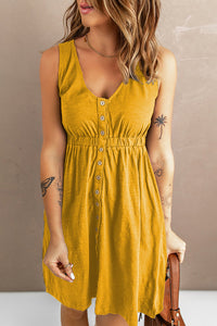 Damen Elegantes Knopfleisten-Kleid mit Gürtel – Gelb