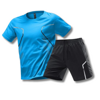Herren Sport Set Atmungsaktiv - T-Shirt und Kurze Hose – Hellblau