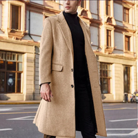 Herren Wintermantel - Eleganter Wollmantel mit langem Schnitt – Braun