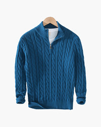 Herren Strickpullover Half-Zip Casual – Hellblau