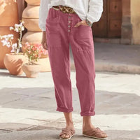 BETTINA - WEITE HOSE MIT KNÖPFEN – Rosa