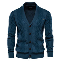Janusz - Knopfleiste Strick Jacke – Blau