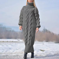 Lunelor | Lässiges Strickkleid mit Rollkragen für Winter – Grau