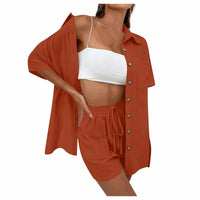 Lucia | Bequemes, lockeres Top und lässiges Short-Set – Kaffee
