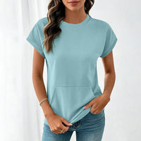 Elara™ T-Shirt Mit Leichtem Fall und Minimalistischem Design – Blau