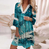 Cassandra | Luftige Blüten Sommerkleid – Weiß Blau 3